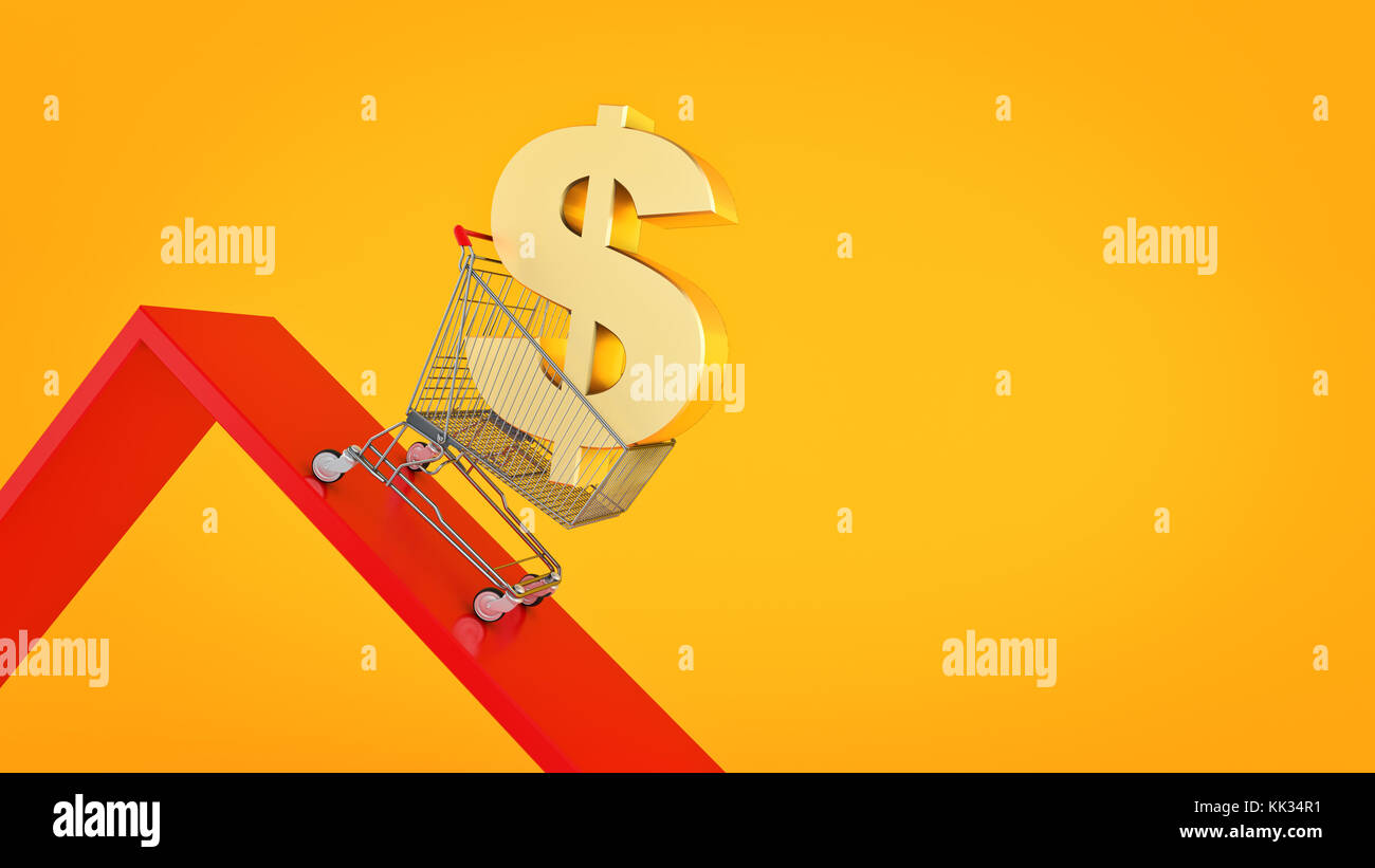 Dollar, concept Currency Decline. 3d rendering Stock Photo - Alamy