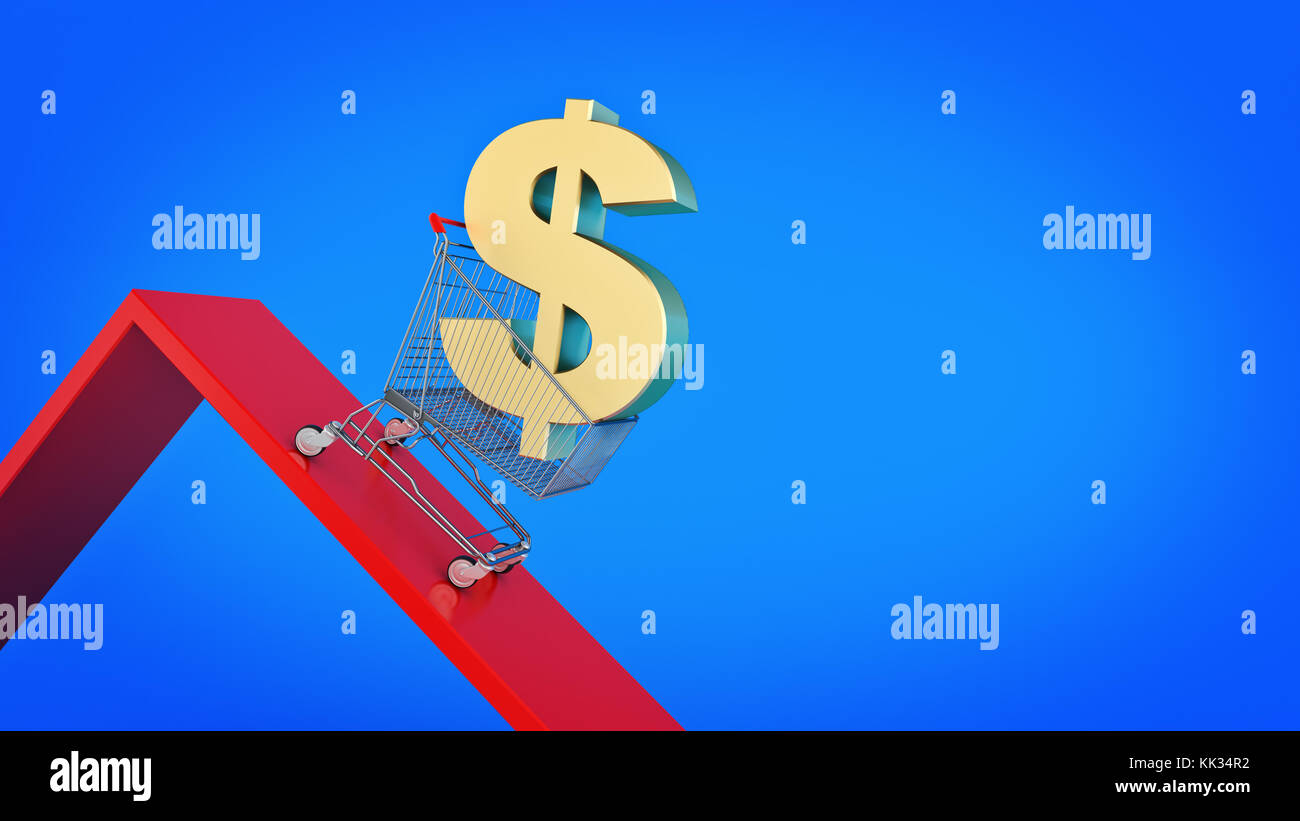 Dollar, concept Currency Decline. 3d rendering Stock Photo - Alamy