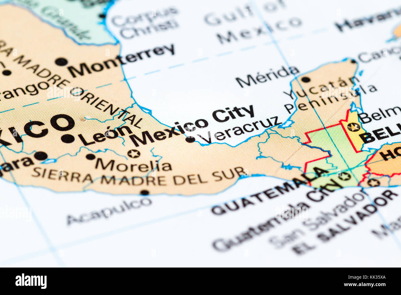 Close Up Of A World Map With The Capital Of Mexico In Focus Mexico City Stock Photo Alamy