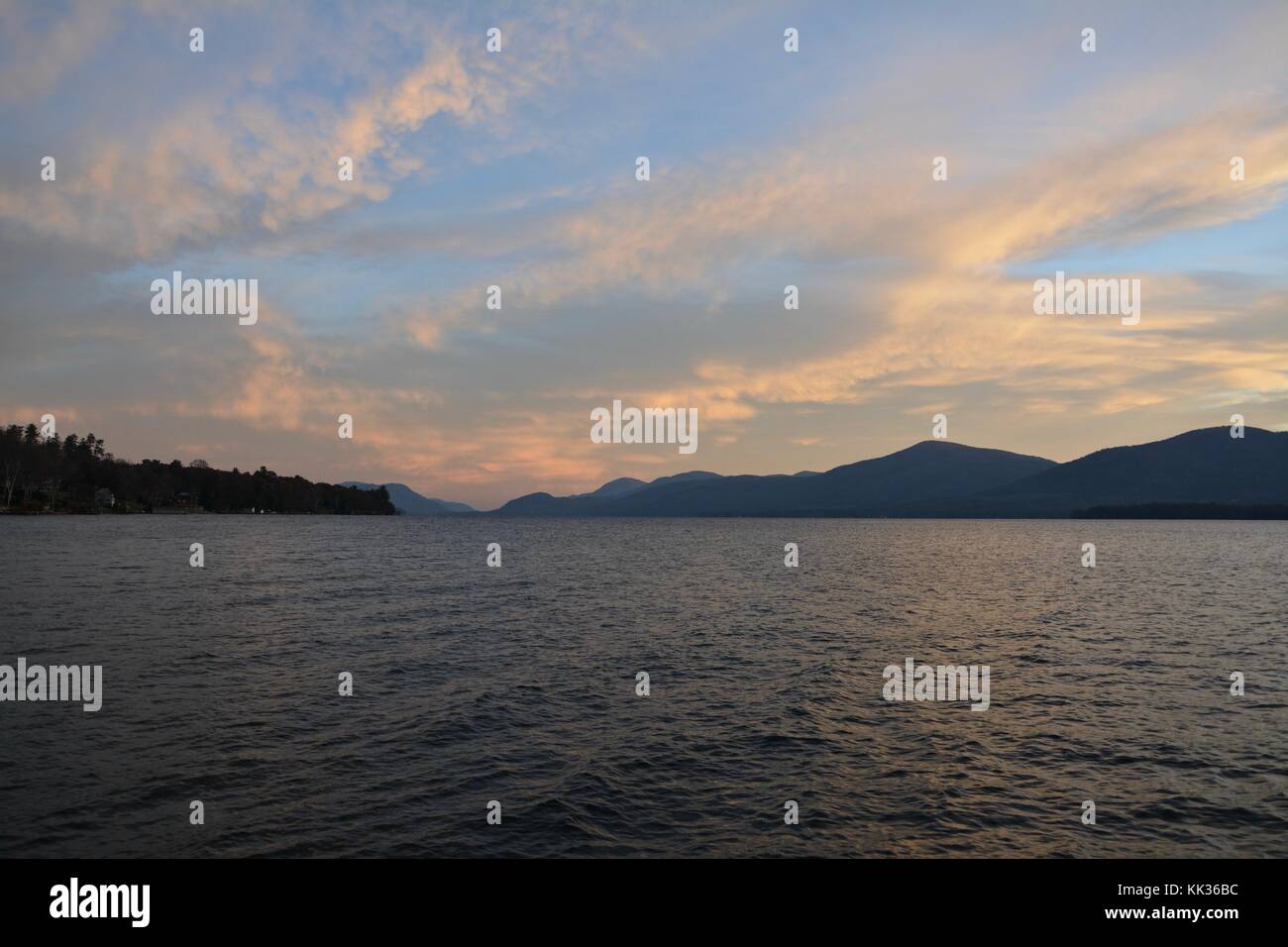 Lake in the Adirondack Mountains in Upstate New York seen from