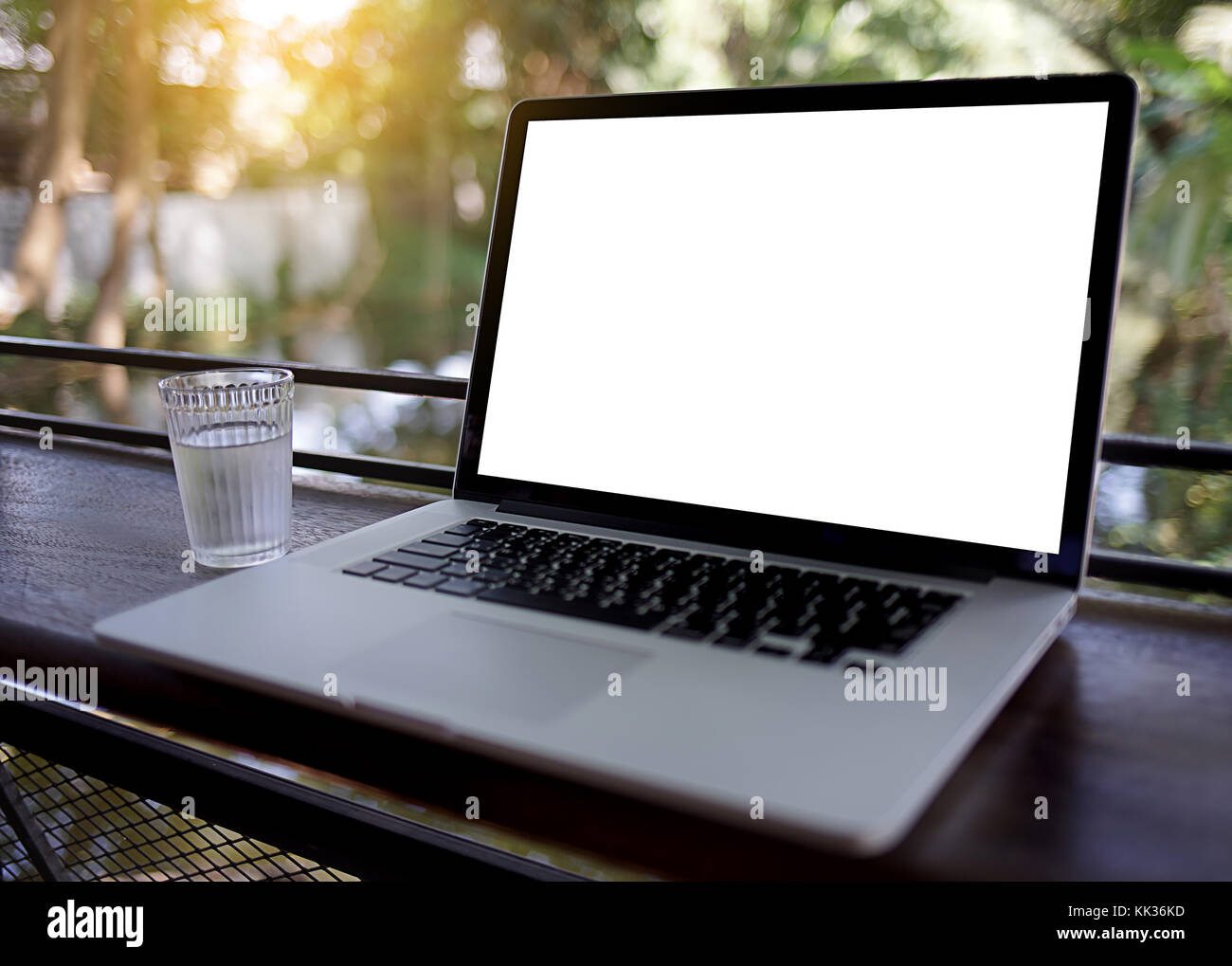 Workspace background new project on laptop computer with blank copy ...