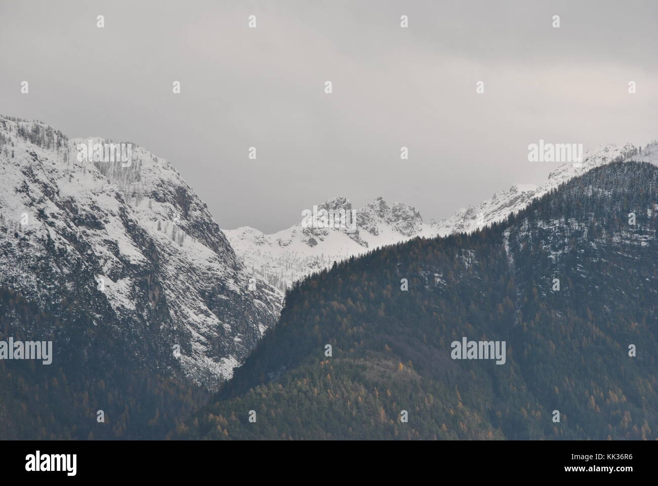 the first snow covers the mountains Stock Photo - Alamy