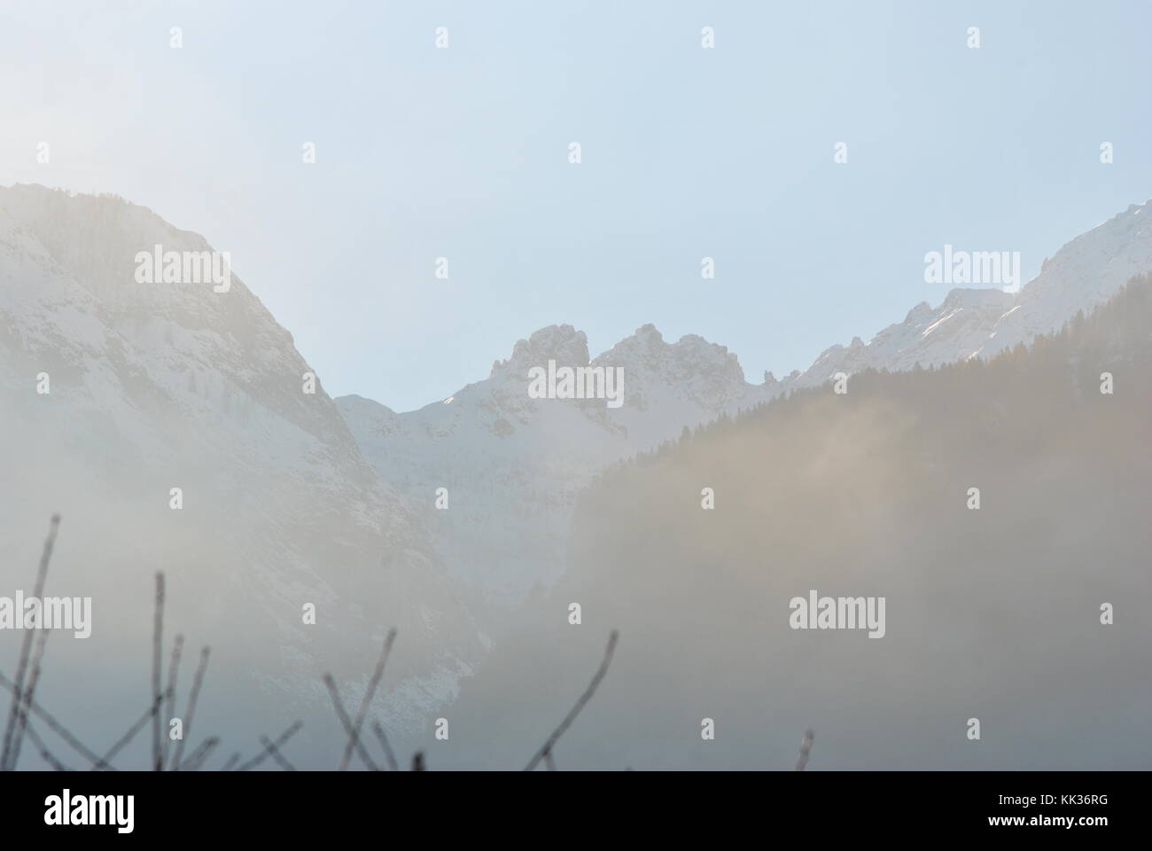 the first snow covers the mountains Stock Photo - Alamy