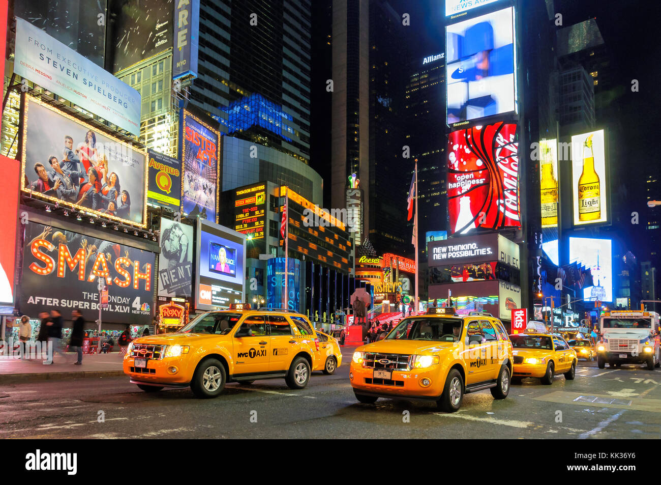 Shine of the Times Square at night in New York Stock Photo