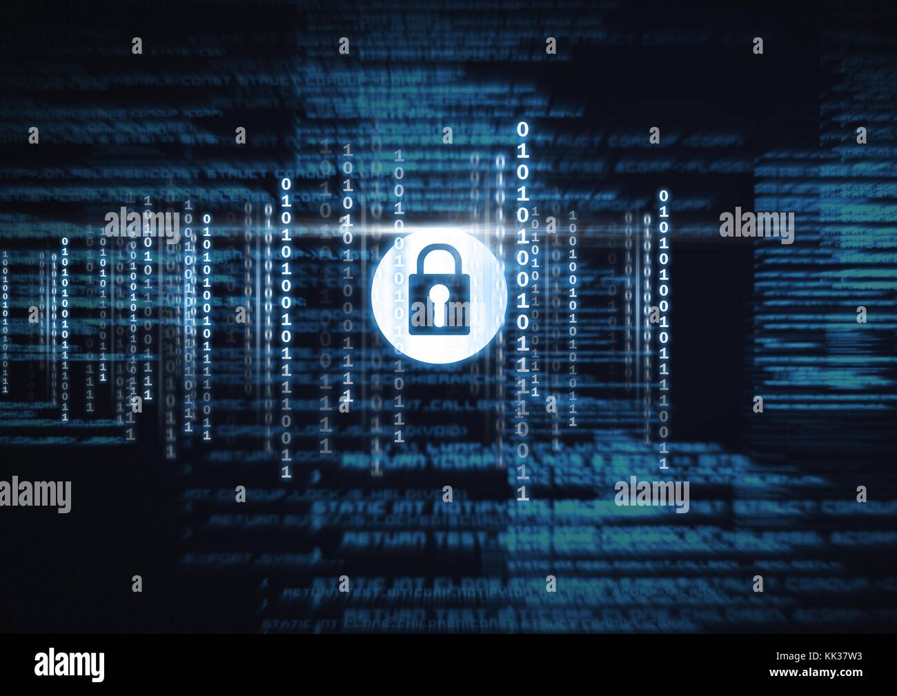 Digital composite of Security lock icon with code Stock Photo - Alamy
