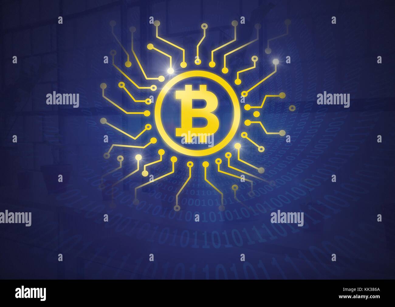 Digital composite of bitcoin graphic icon with circuit graphics Stock ...
