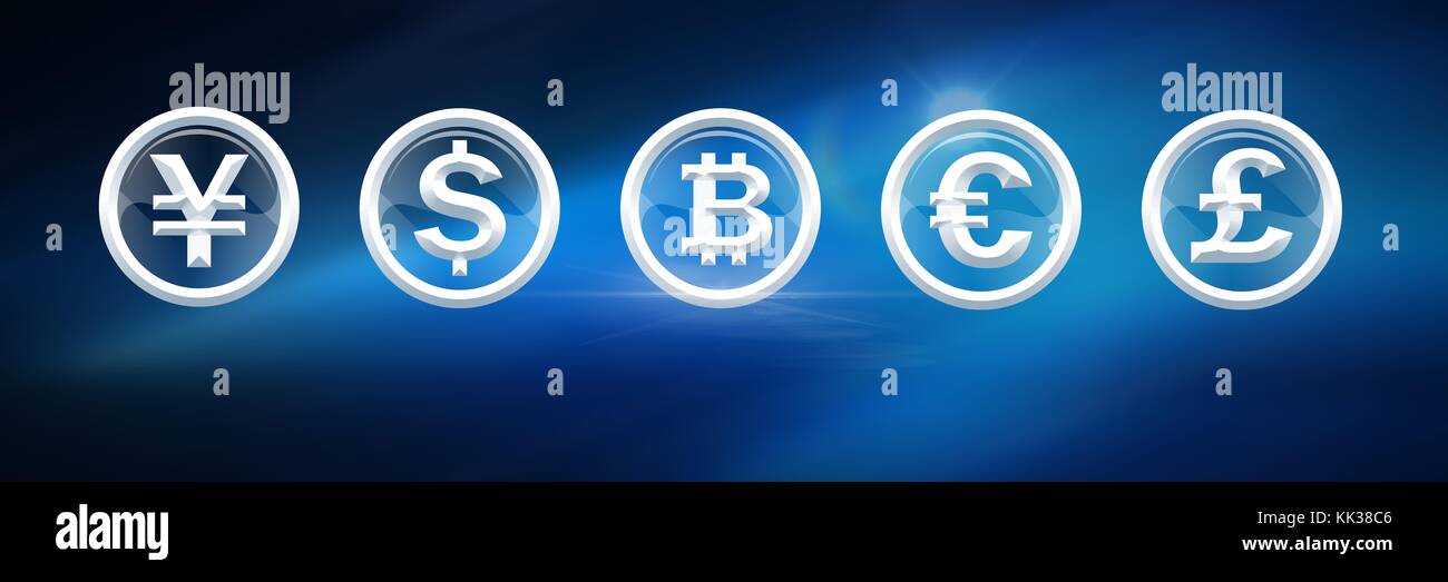 Digital composite of International money currencies in glass circles