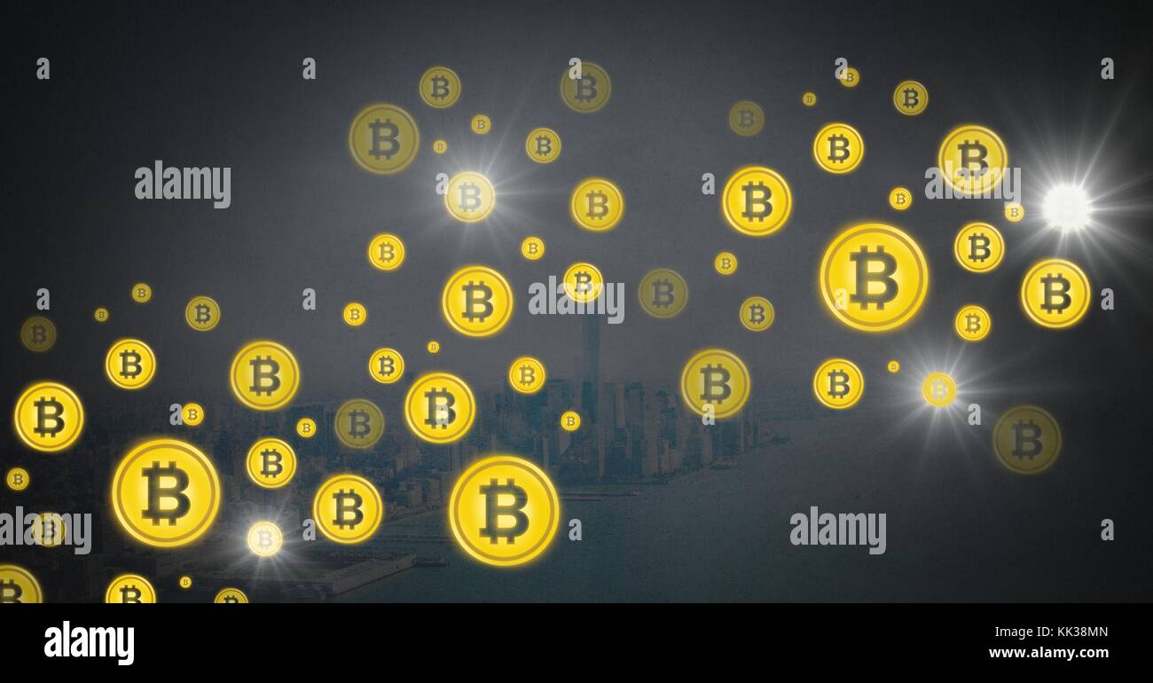 Digital composite of Bitcoin icons sparkling and fading Stock Photo - Alamy