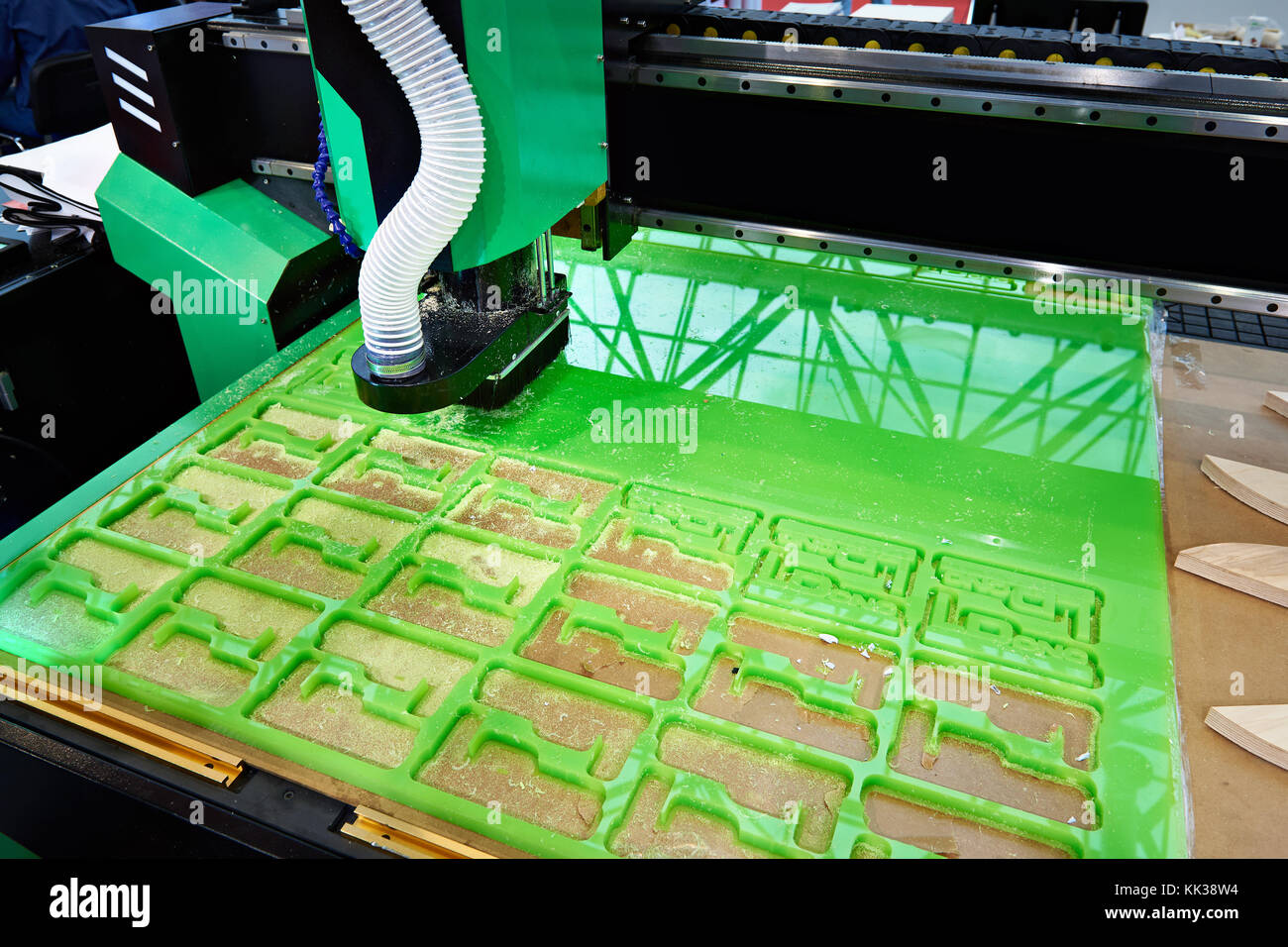 Milling machine for cutting plastic in work Stock Photo Alamy