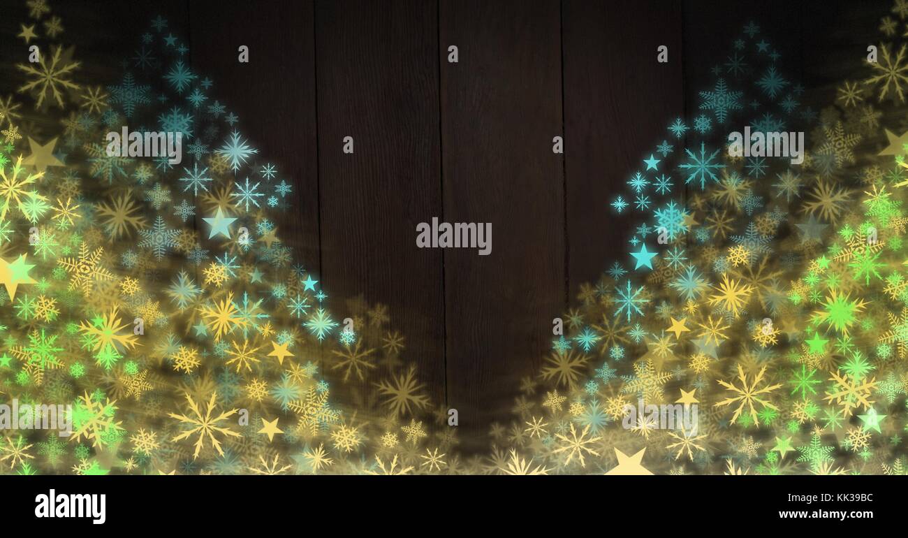 Digital composite of Snowflake Christmas patterns on wood Stock Photo ...
