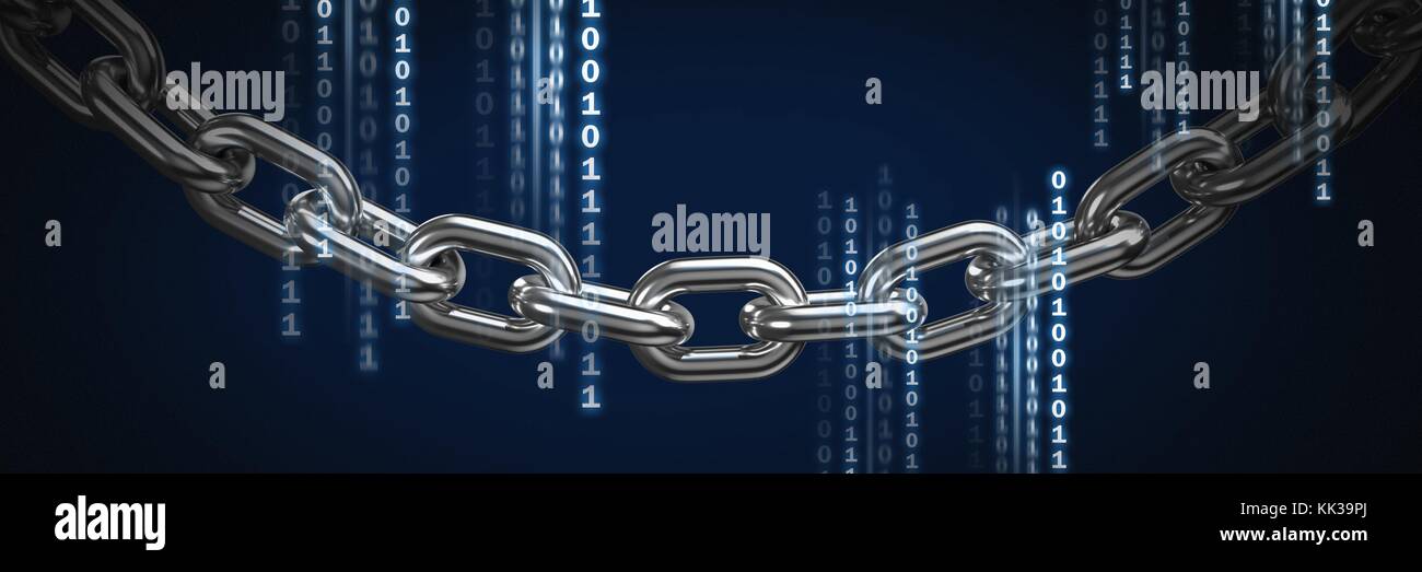 Digital composite of Code number binary lines over chain Stock Photo ...