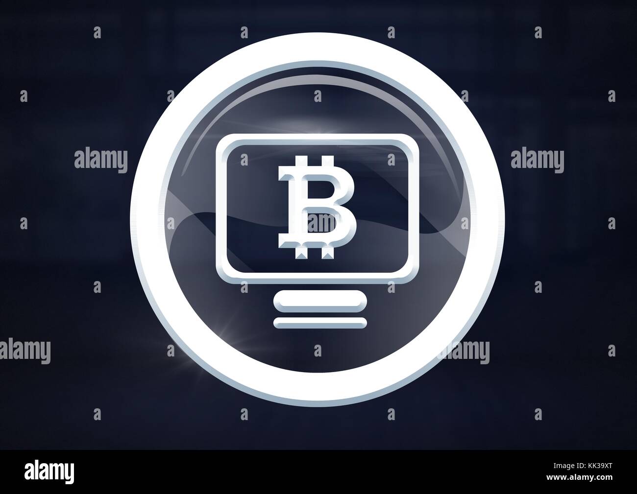 Digital composite of bitcoin computer graphic glass circle icon Stock ...
