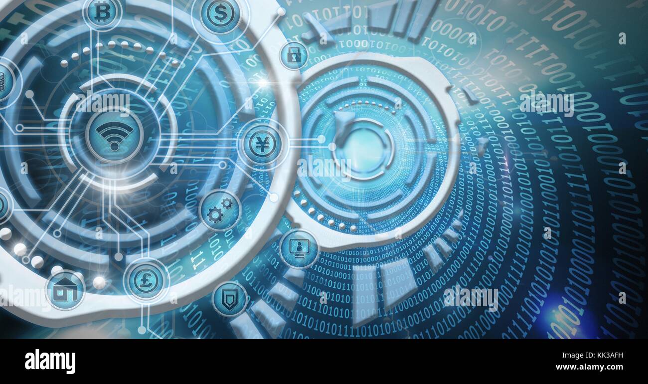 Digital composite of Futuristic business icons technology interface ...