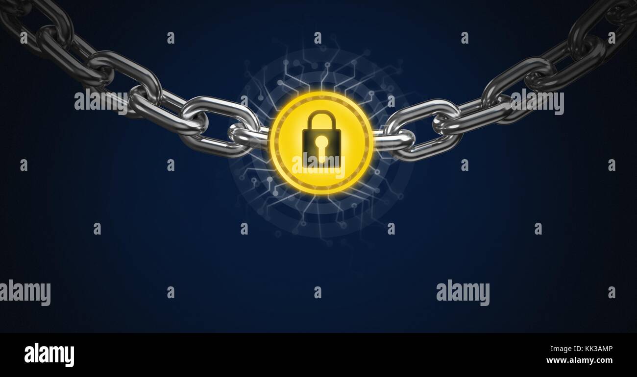Digital composite of Chain holding security lock graphic icon Stock ...