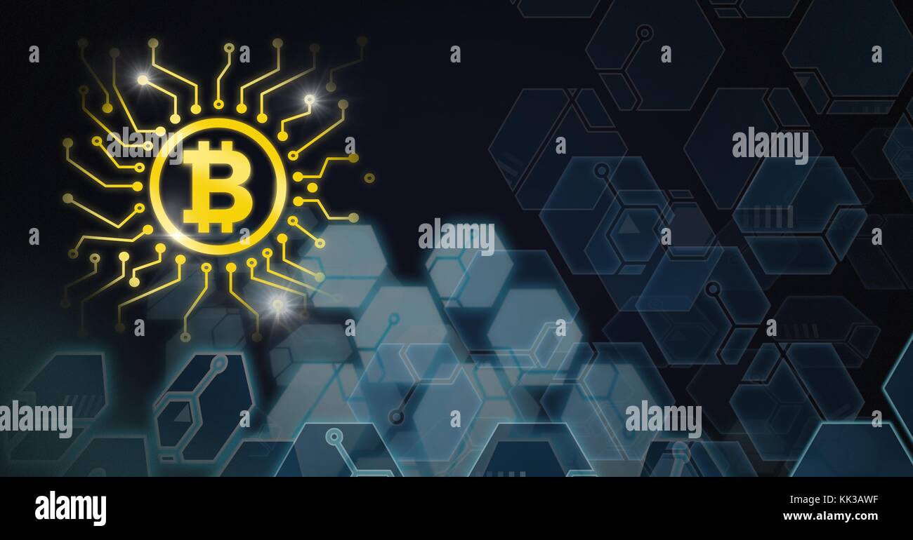 Digital composite of bitcoin graphic icon with minimal shapes Stock ...