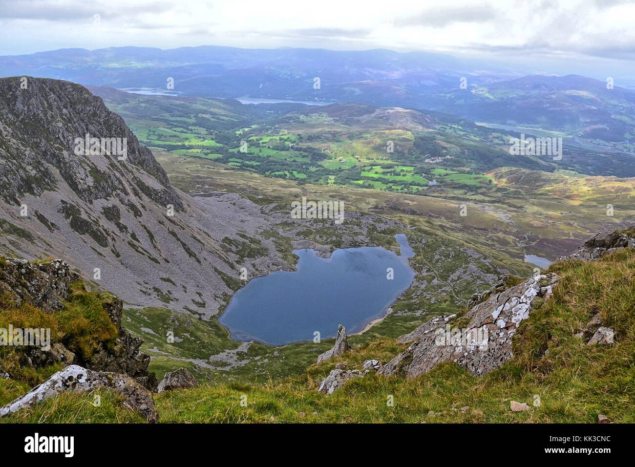 Lake View From The Top Of Cadair Idris Mountain Snowdonia Wales UK lake-view-from-the-top-of-cadair-idris-mountain-snowdonia-wales-uk