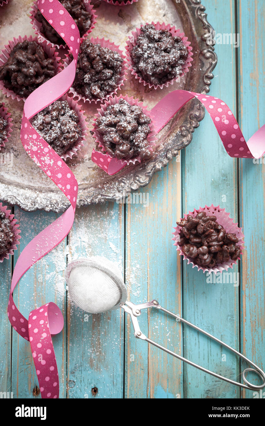 rice crispies covered with milk chocolate Stock Photo Alamy