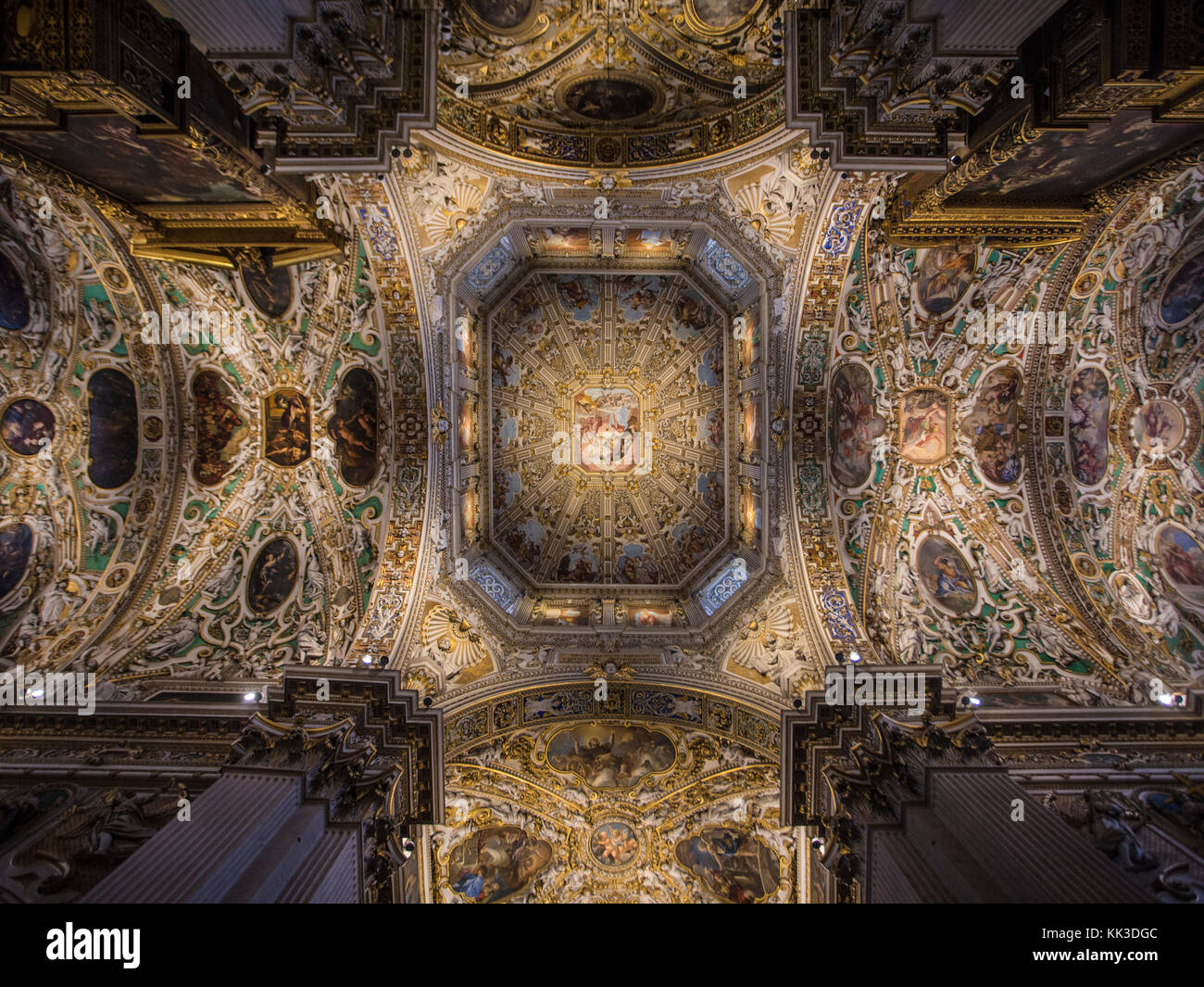 Ceiling of Basilica of Santa Maria Maggiore in Bergamo, Italy. Stock Photo