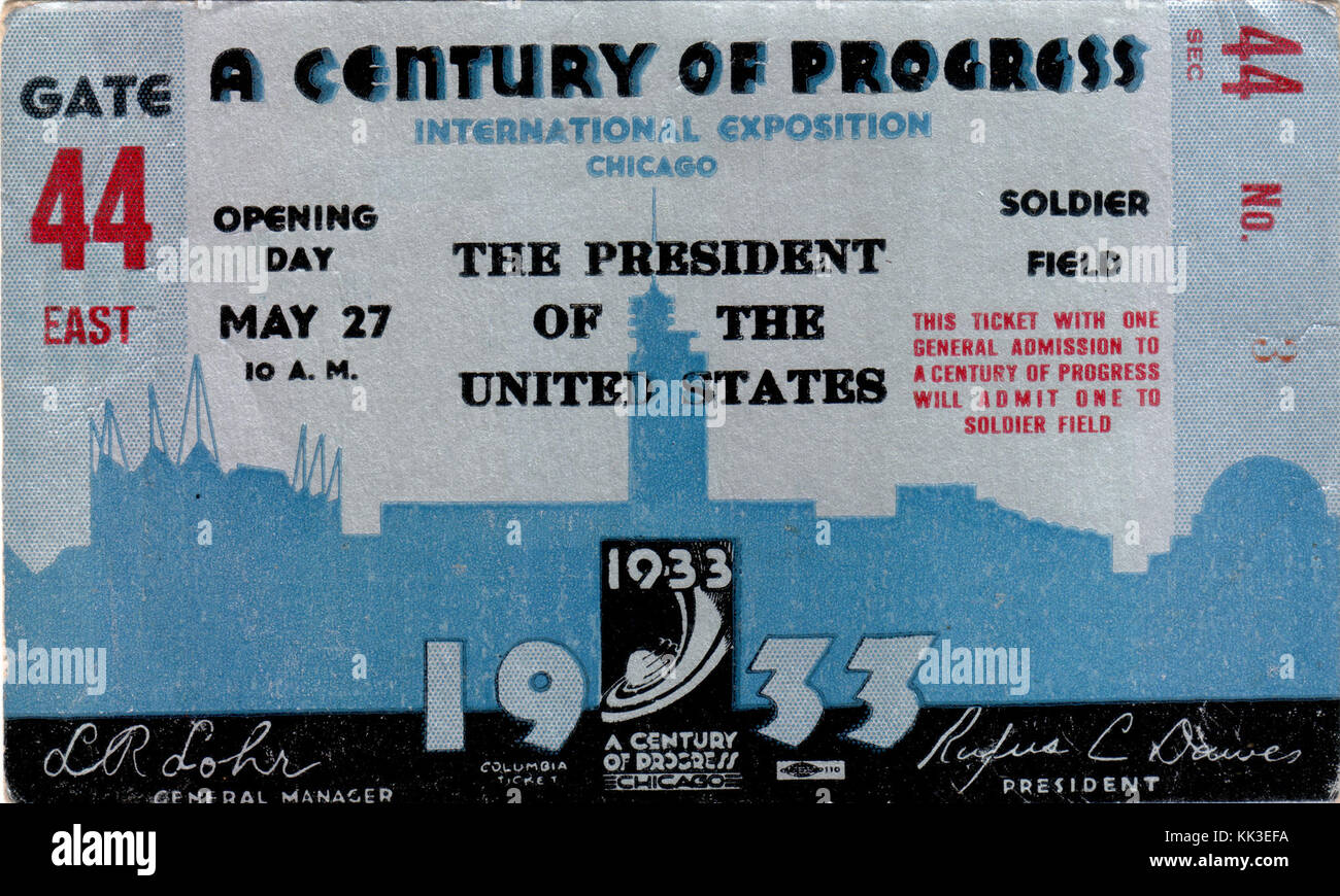 1933 Century of Progress Opening Day Ticket Stock Photo
