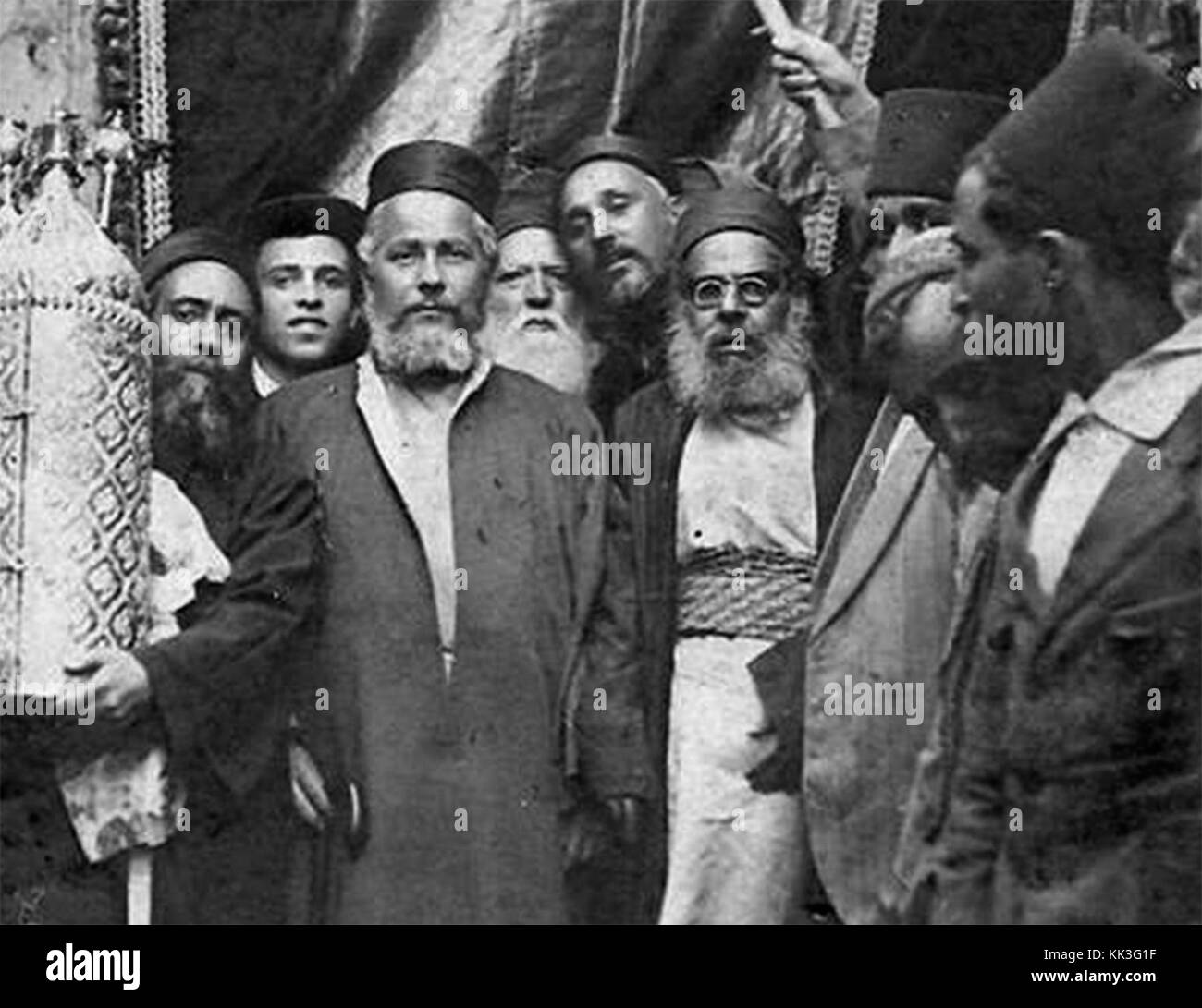 Rabbi Yaakov Zrihen and Rabbi Eliyahu Illuz  Simchat Torah in Tiberias Stock Photo
