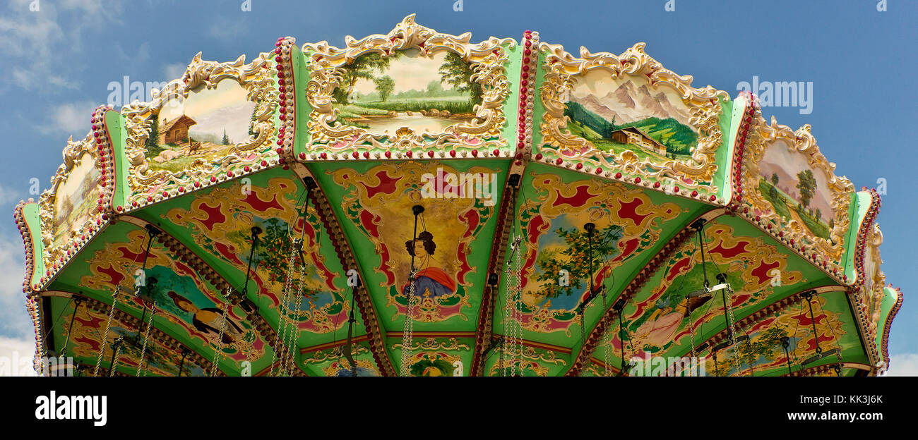 Vienna Swing Ride Prater fairground Amusement Park Vienna, chain swing ride. Merry-go ...