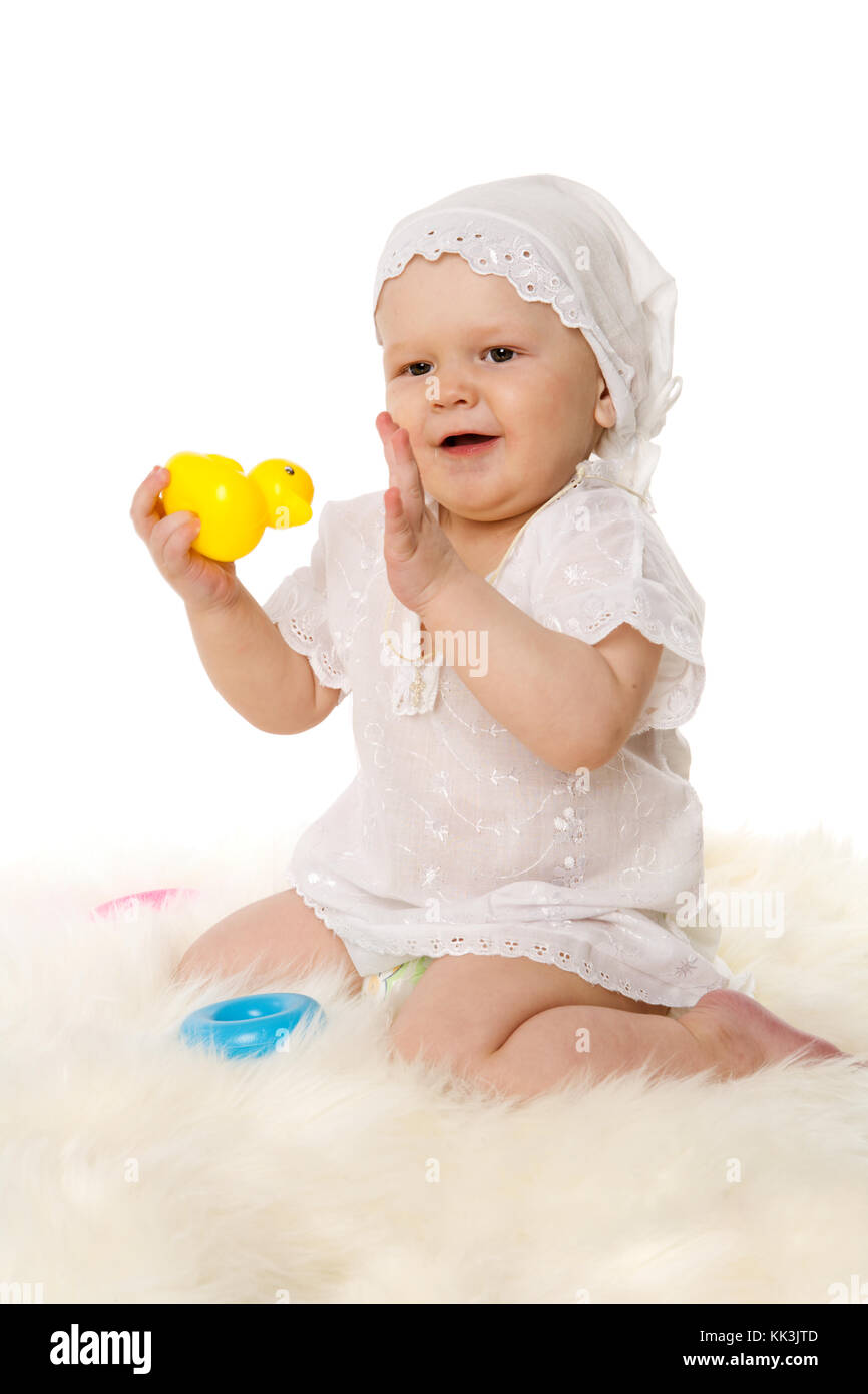 Happy Toddler girl portrait isolated on white Stock Photo - Alamy