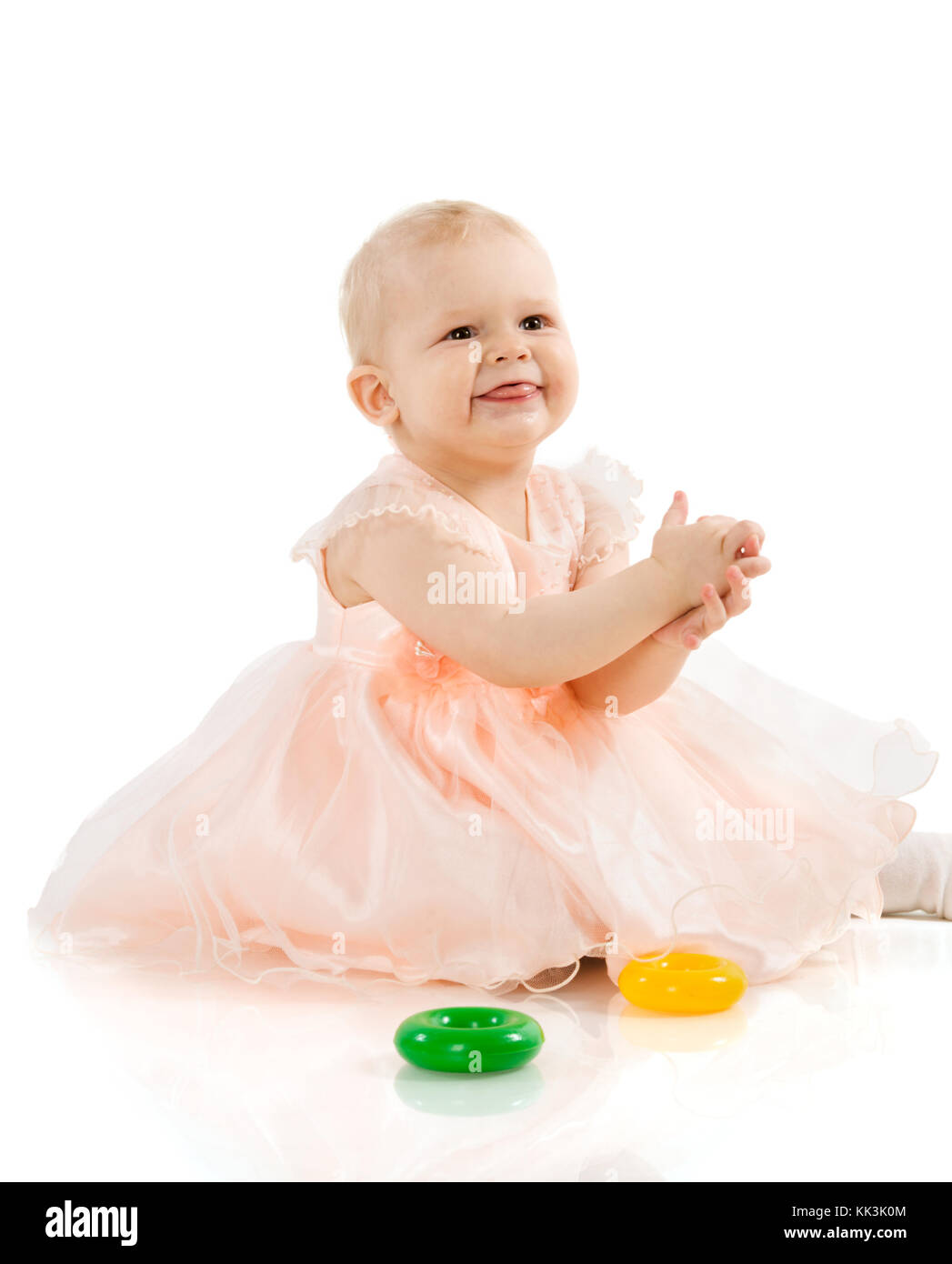Happy Toddler girl portrait isolated on white Stock Photo - Alamy