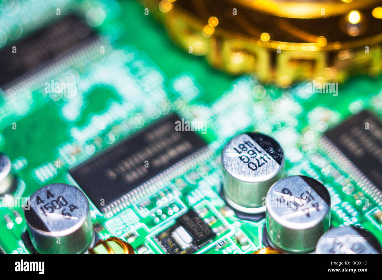 Computer in macro. Various details of computer components in closeup ...