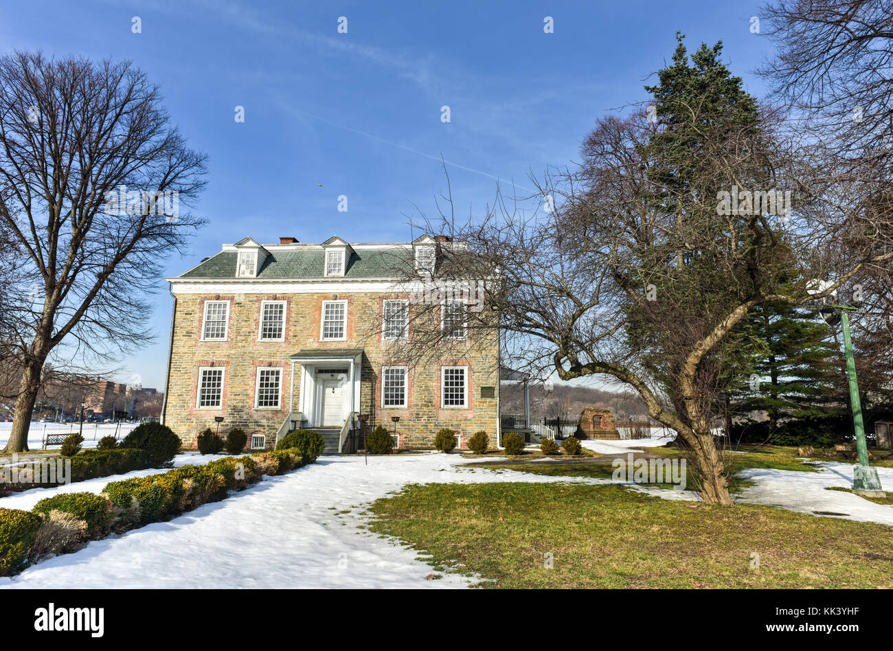 Historic 1748 Van Cortlandt Manor House built in dressed fieldstone with a double