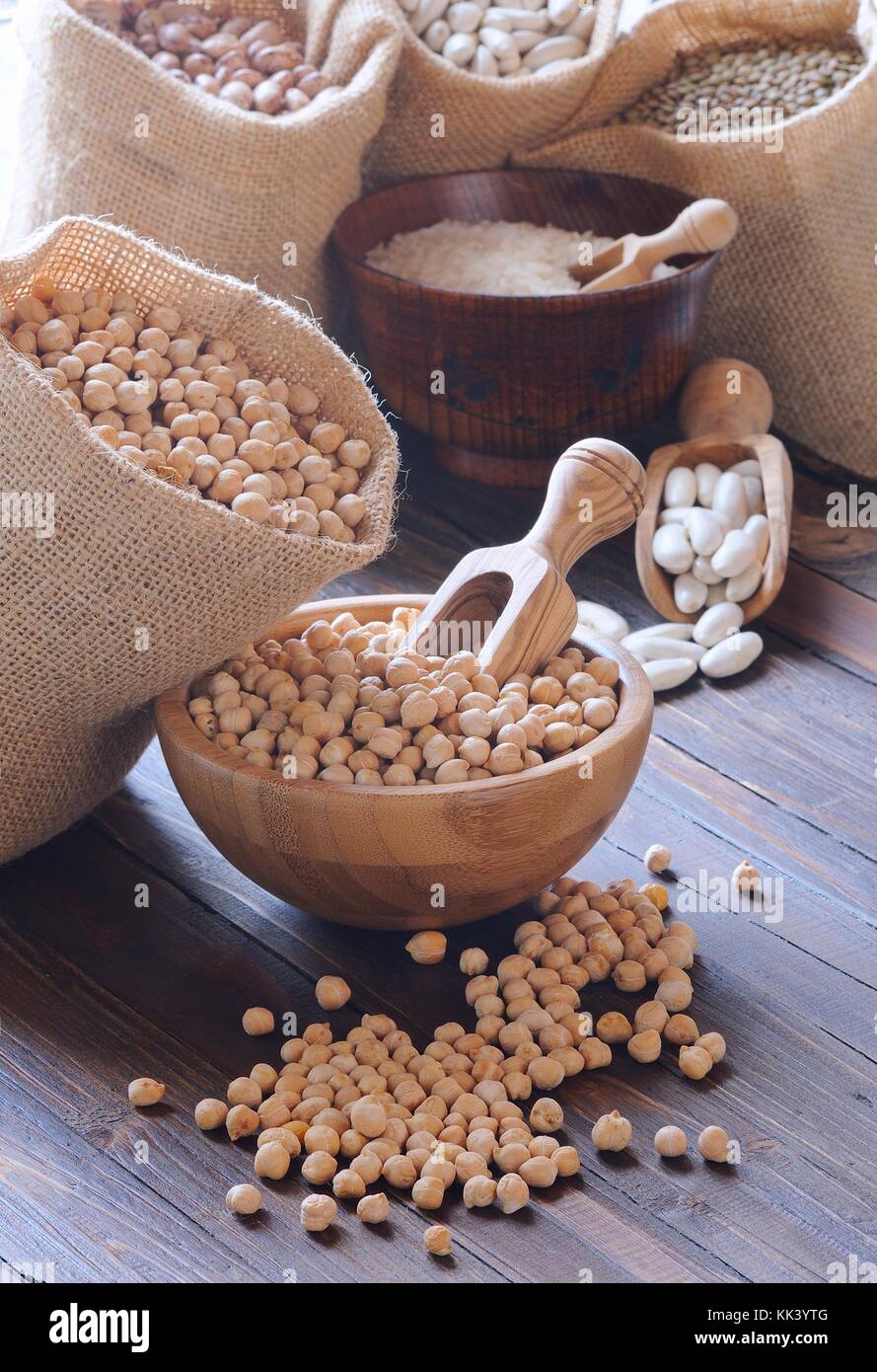 Different kind of peas and white rice Stock Photo Alamy