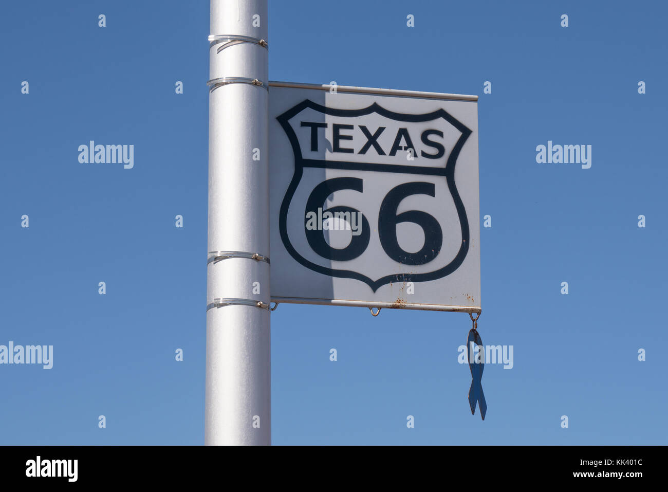 Historic Texas Route 66 Sign Stock Photo