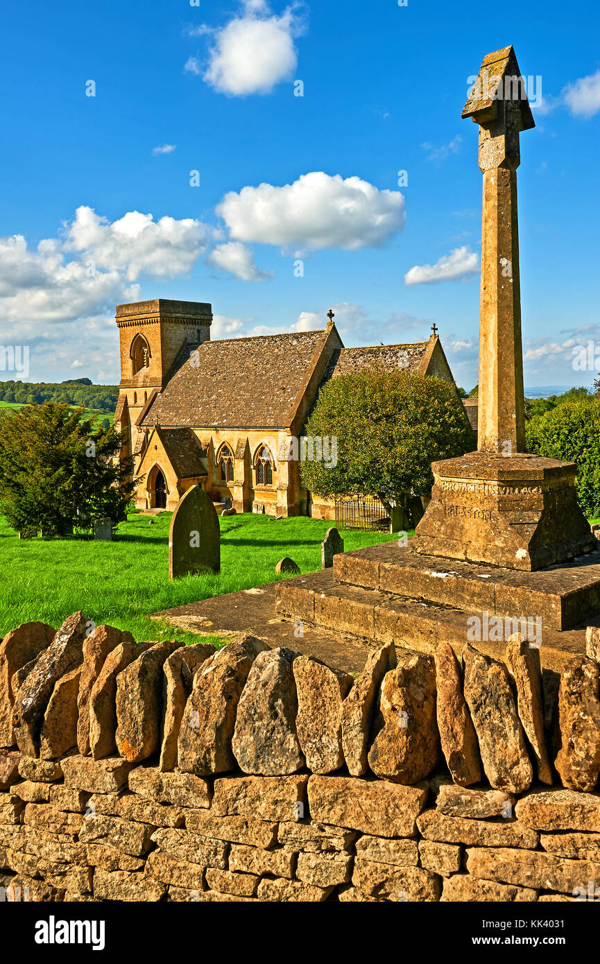 The small parish church of St Barnabus in the Cotswold village of Snowshill on a late summer afternoon Stock Photo