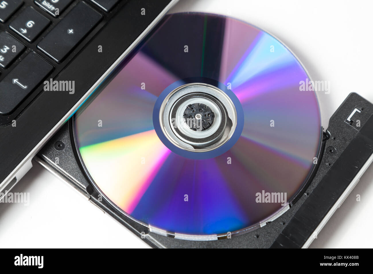 CD in laptop Stock Photo