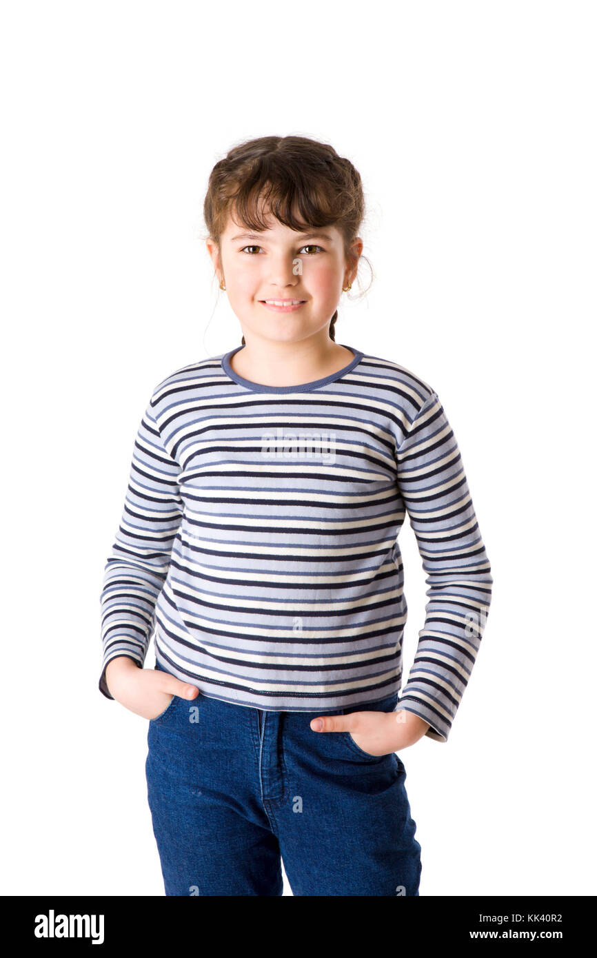 portrait of cheerful Little Girl isolated on white Stock Photo - Alamy