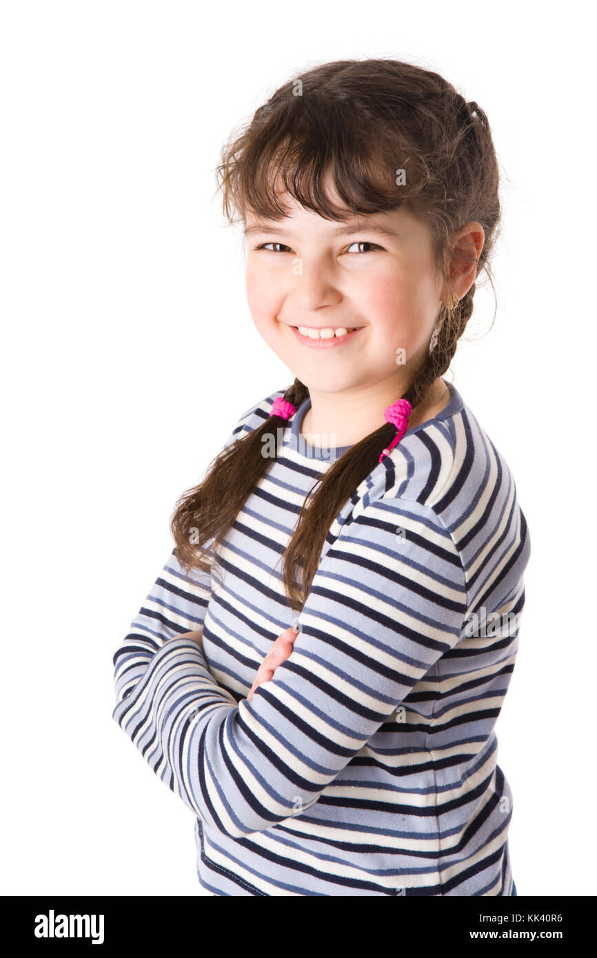 portrait of cheerful Little Girl isolated on white Stock Photo - Alamy