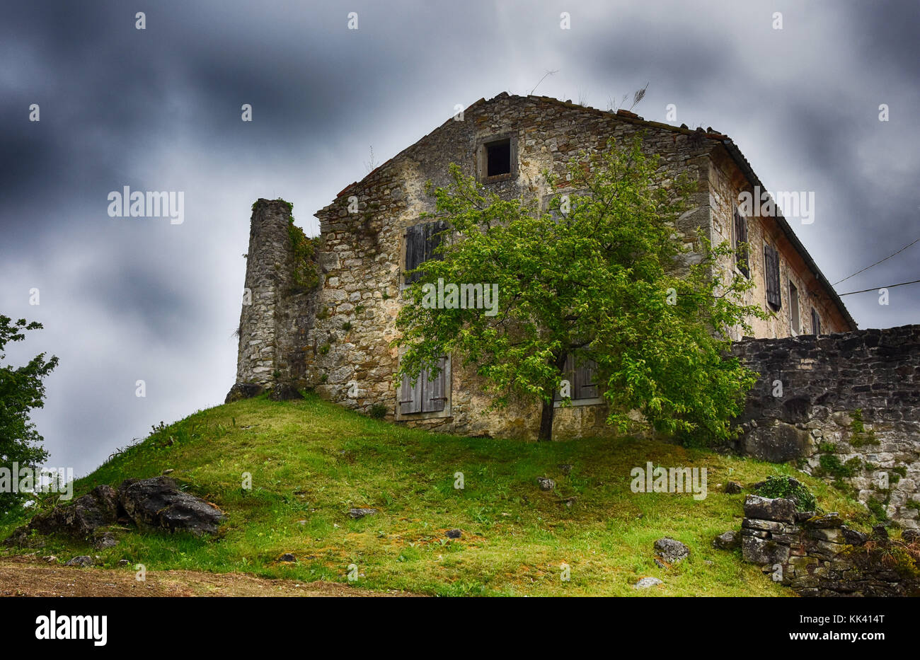 Abandoned house, Hum smallest town in the world, Istria , Croatia Stock Photo