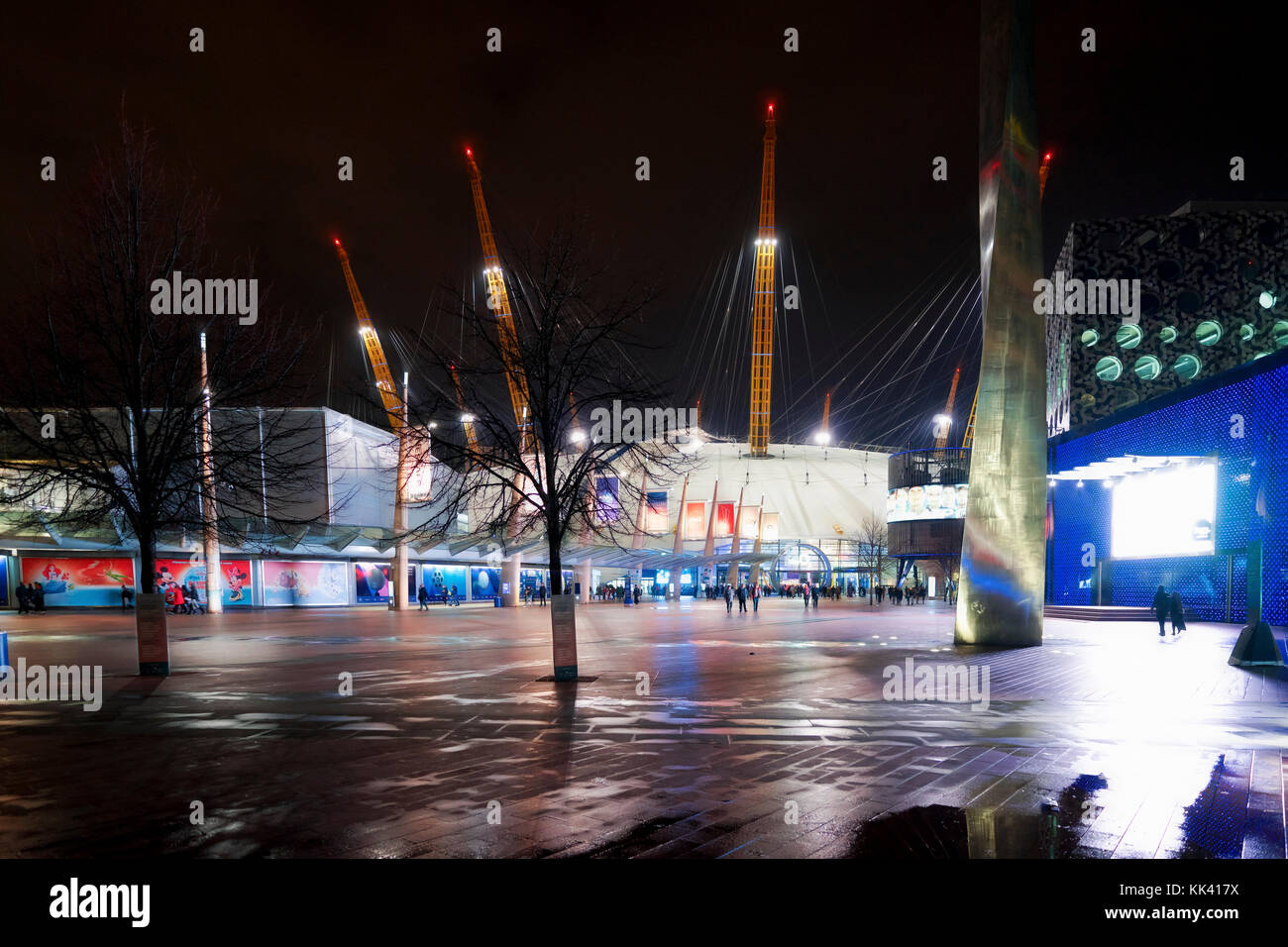 The outside area to the front of the o2 arena in Greenwich, London Stock Photo