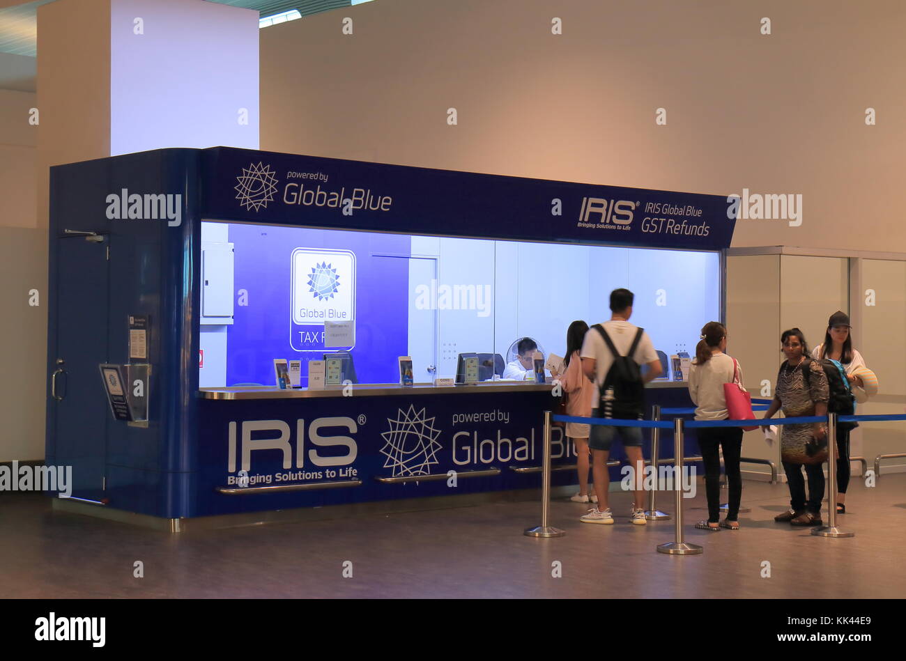 People queue at GST refund office at Kuala Lumpur airport in Malaysia. Stock Photo