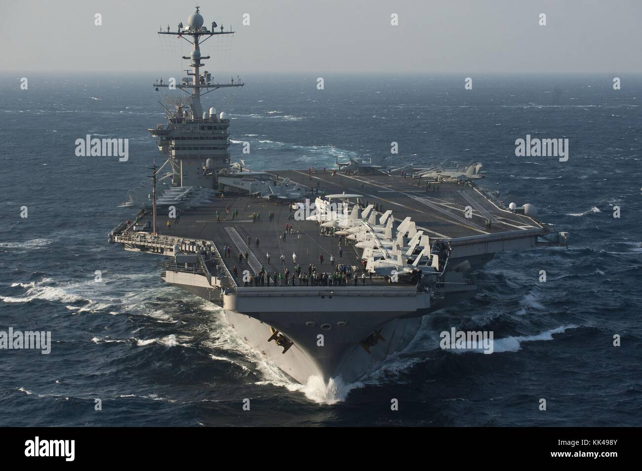 The aircraft carrier USS George Washington CVN 73 is in the East China Sea during a trilateral exercise with the Japan Maritime Self Defence Force and Republic of Korea Navy, East China Sea, 2012. Image courtesy Mass Communication Specialist Paul Kelly/US Navy. Stock Photo