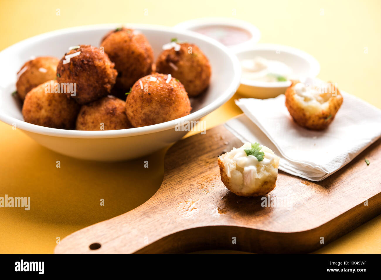 Cheese Balls with French Fries and Sauce Stock Image - Image of tasty,  snack: 180112499