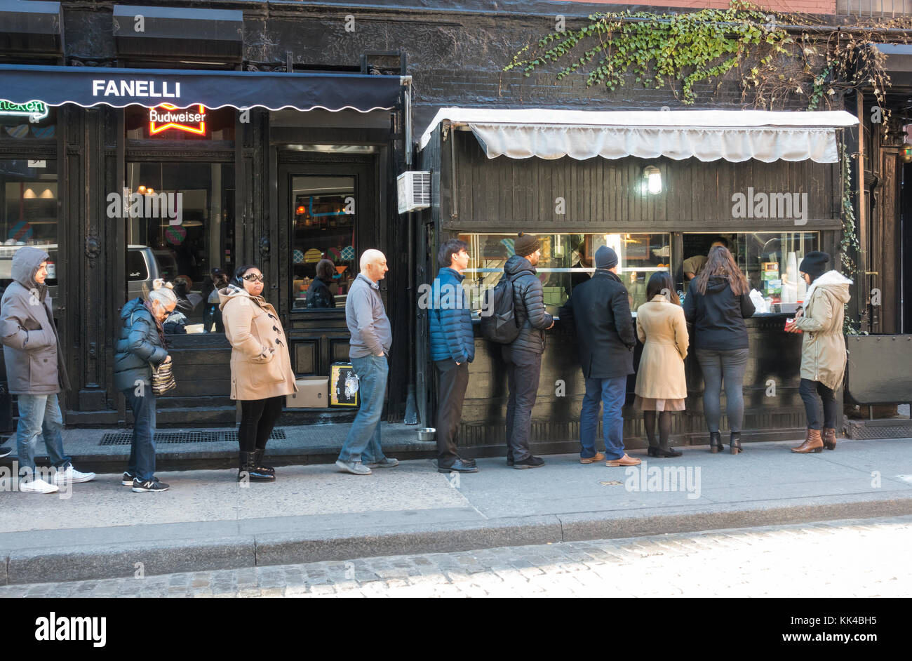 Customers lined up at the Soup Kiosk at Prince and Mercer Streets in
