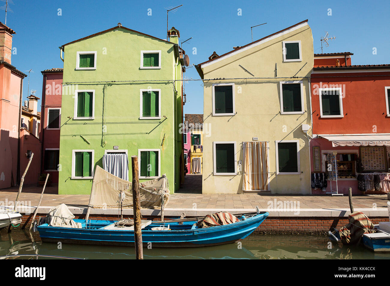 Colorful houses in Burano island near Venice, Italy Stock Photo