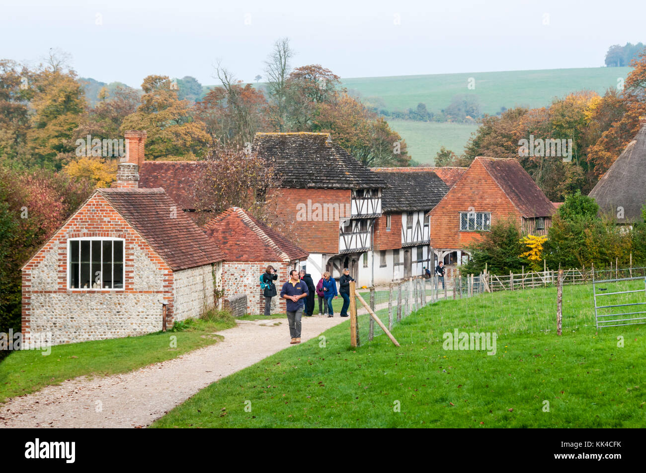 Visitors to The Weald and Downland Open Air Museum, Singleton, West Sussex. Stock Photo