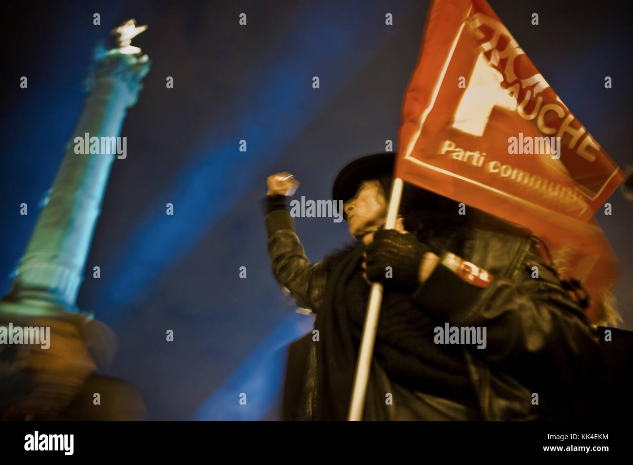 Place de la Bastille at the presidential election results -  06/05/2012  -    -  The nation celebrates the victory of the socialist left, place  of the Bastille on presidential election night in Paris.   -  Sylvain Leser / Le Pictorium Stock Photo