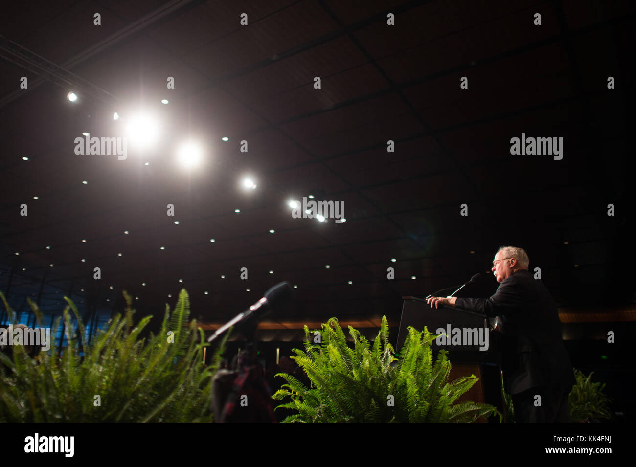 Retired U.S. Marine Corps. Col. Harvey C ÔBarneyÕ Barnum, a Vietnam war Medal of Honor Recipient, toasts during the Semper Fidelis Society Boston U.S. Marine Corps Birthday Luncheon at the Boston Convention & Exhibition Center, Massachusetts, Nov. 13, 2017. (DoD Photo by U.S. Army Sgt. James K. McCann) Stock Photo