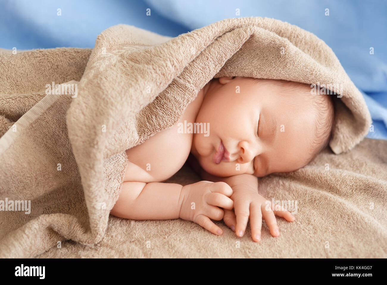 sleeping newborn boy Stock Photo
