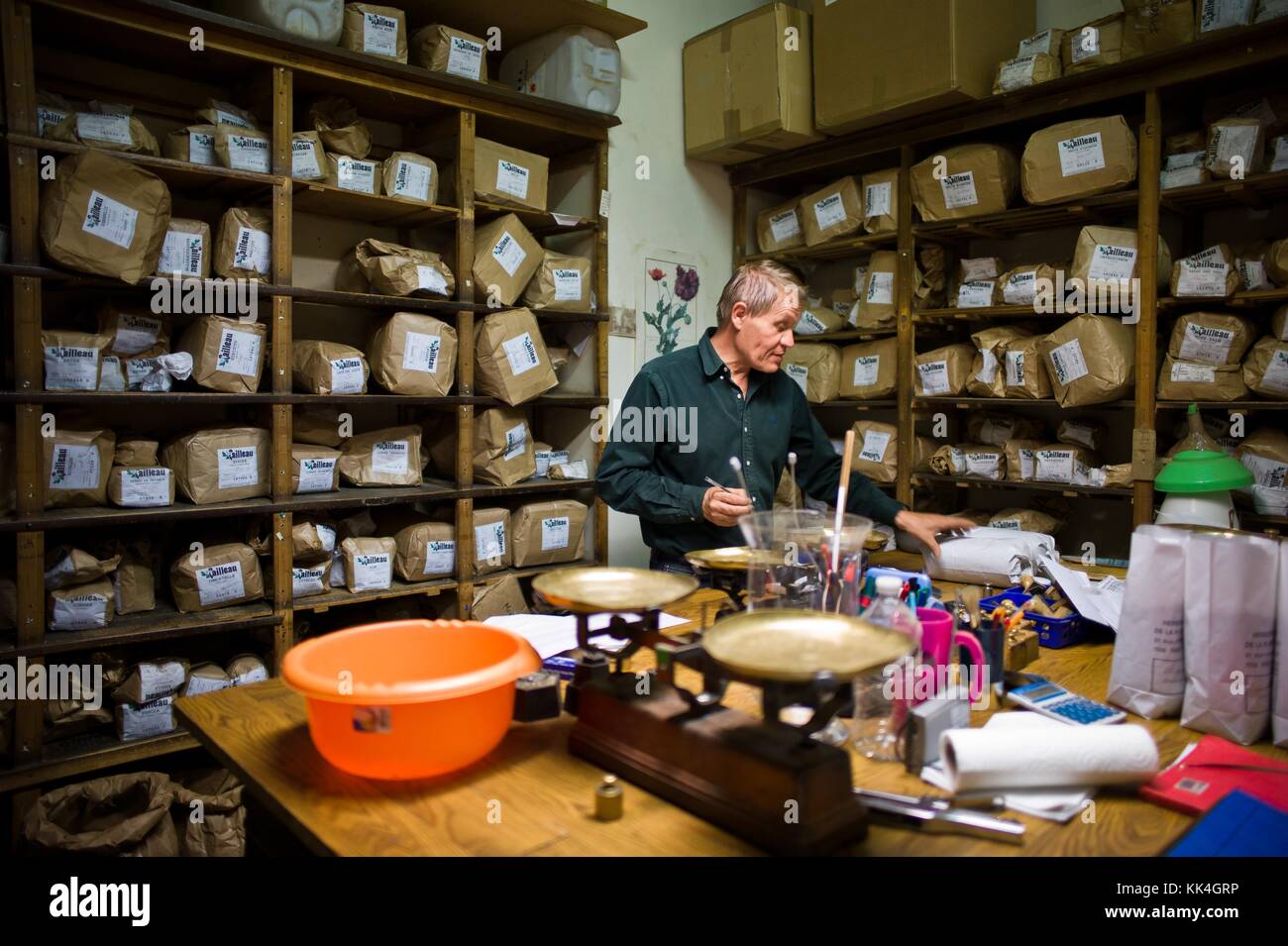 the traditional herbal medicine in danger  -  26/09/2011  -  France / Ile-de-France (region) / Paris  -  the traditional herbal medicine in danger  -  Portrait of Jean-Pierre Raveneau, Biologist and Doctor of Pharmacy   -  Sylvain Leser / Le Pictorium Stock Photo
