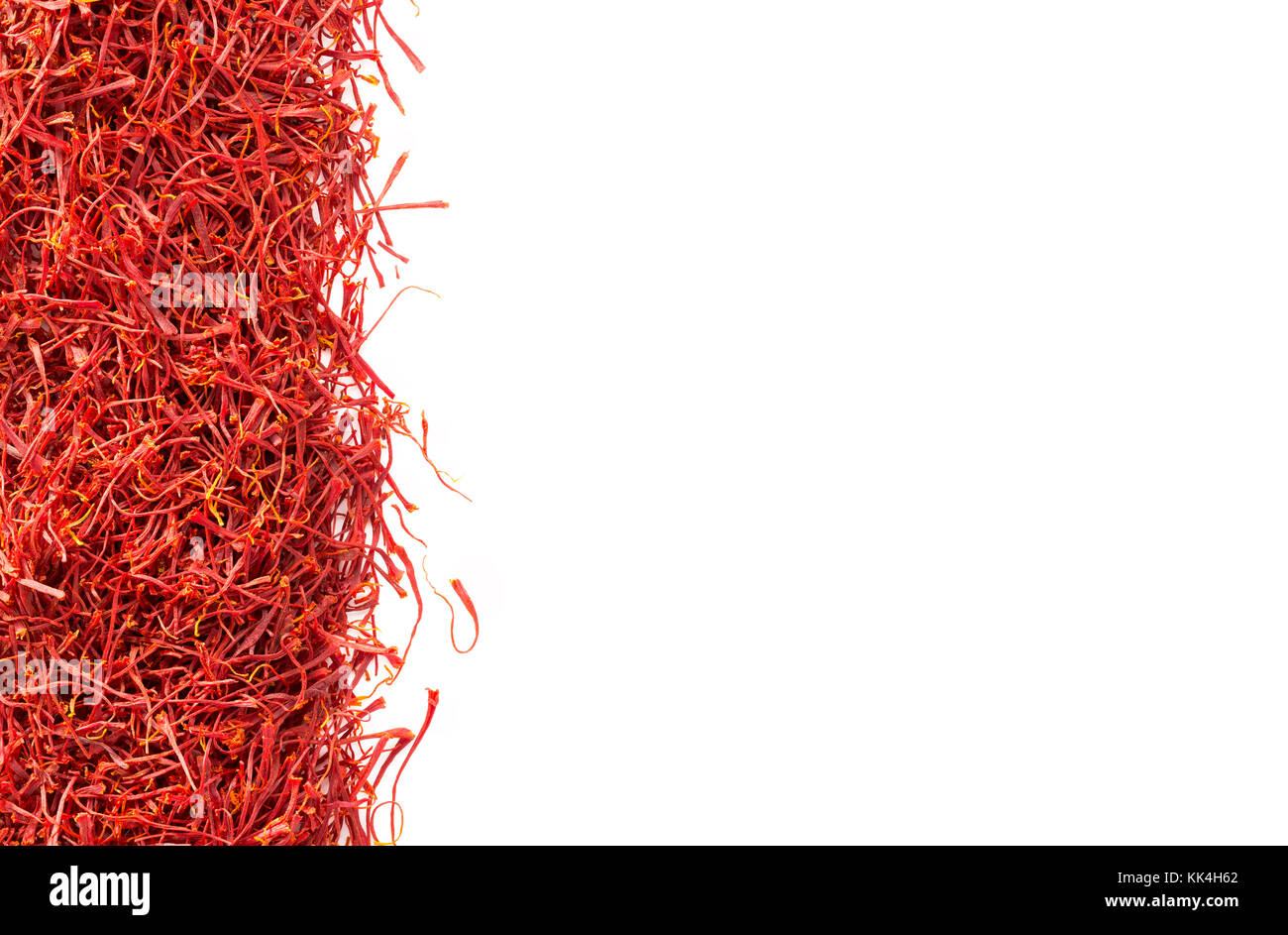 Streak of saffron crocus threads isolated on white background, image backgrounds Stock Photo