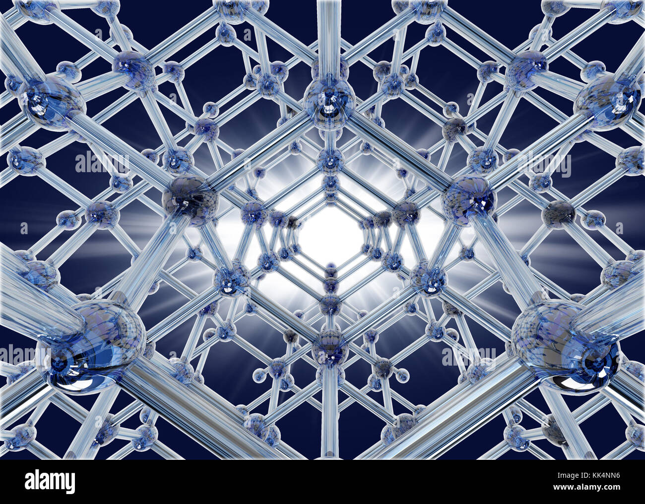 blue molecule with a flash in the center. 3d rendering Stock Photo - Alamy