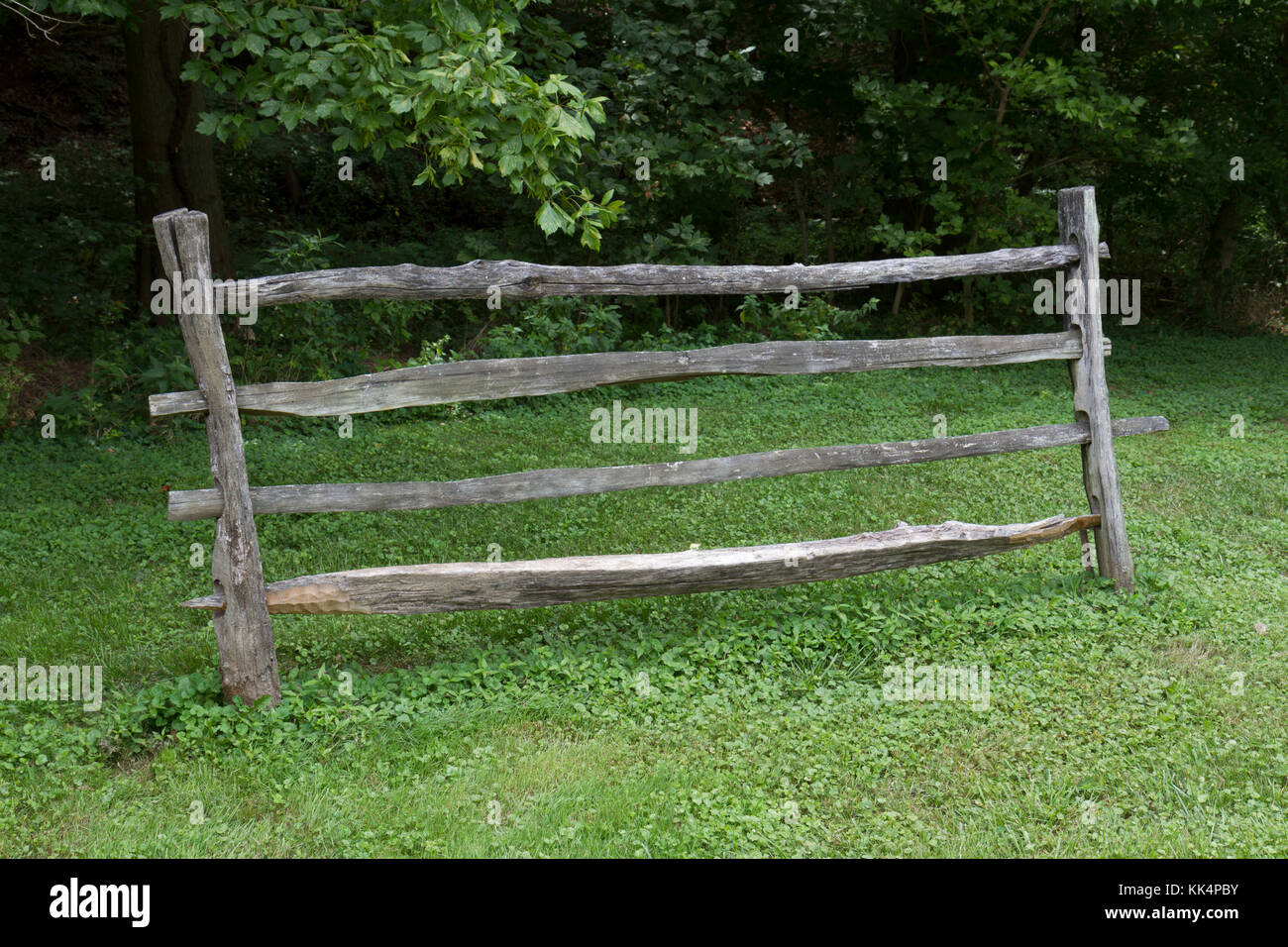 An example of post and rail fencing (used to permanently mark boundary